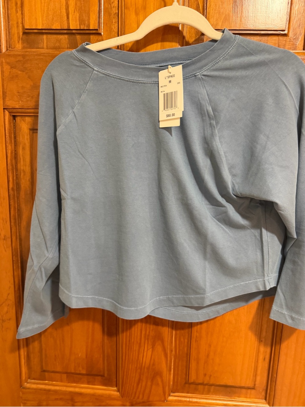 l*space Washed Slate Blue Cropped Long-Sleeve Top - Picture 6 of 6
